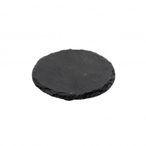 Σουβέρ στρογγυλό από πέτρα σε μαύρο χρώμα σετ των έξι 10x10 εκ