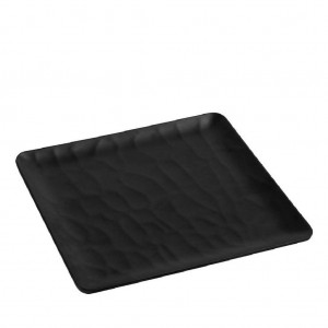 Black πιάτο ρηχό τετράγωνο wavy matte από μελαμίνη σετ των 36 τεμαχίων 26 εκ
