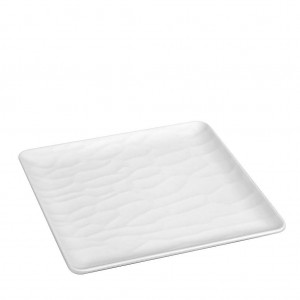 Λευκό ρηχό πιάτο τετράγωνο wavy matte από μελαμίνη σετ των 36 τεμαχίων 26 εκ