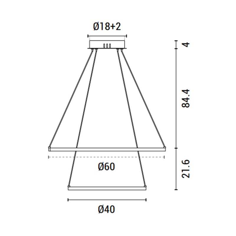 Φωτιστικό κρεμαστό στρογγυλό led λευκό αλουμινίου 60x110 εκ