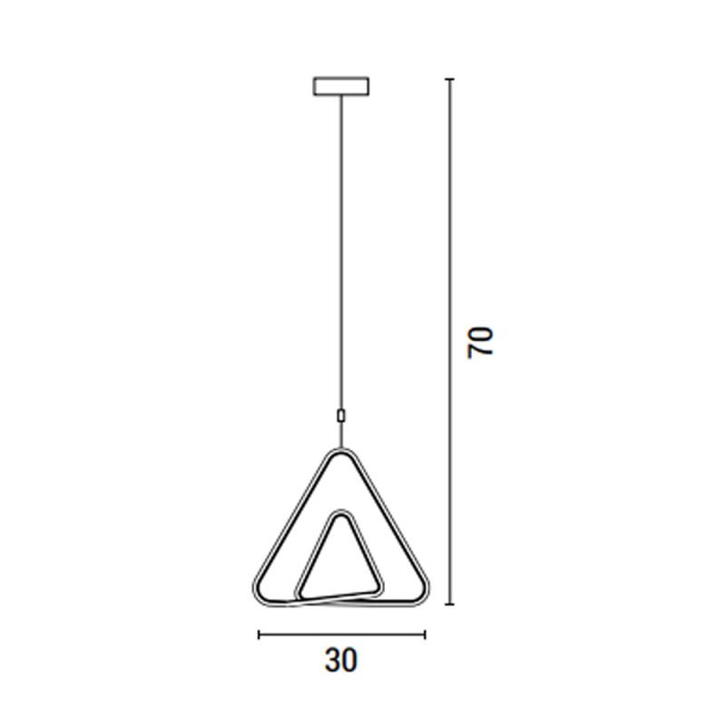 Φωτιστικό κρεμαστό τρίγωνο led γκρι μεταλλικό 30x70 εκ
