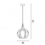 Φωτιστικό led κρεμαστό νίκελ μεταλλικό 30x70 εκ