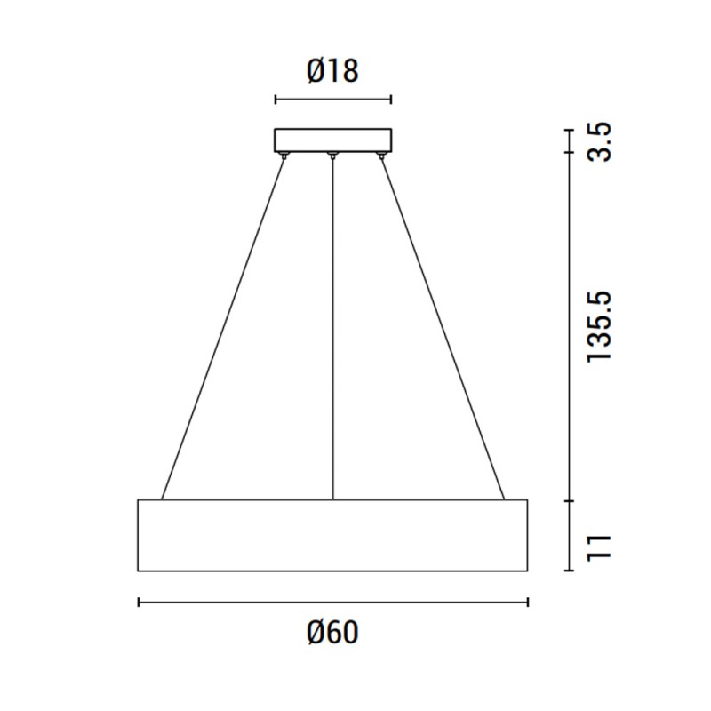 Φωτιστικό κρεμαστό μεταλλικό στρογγυλό led λευκό 60x150 εκ