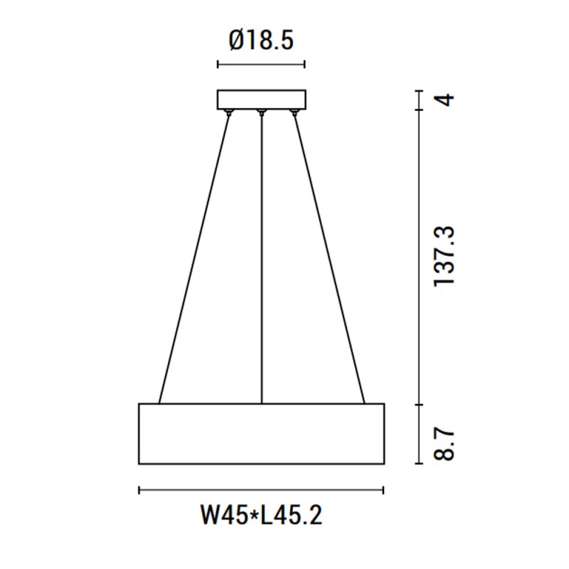 Φωτιστικό κρεμαστό τετράγωνο led λευκό μεταλλικό 45.2x150 εκ