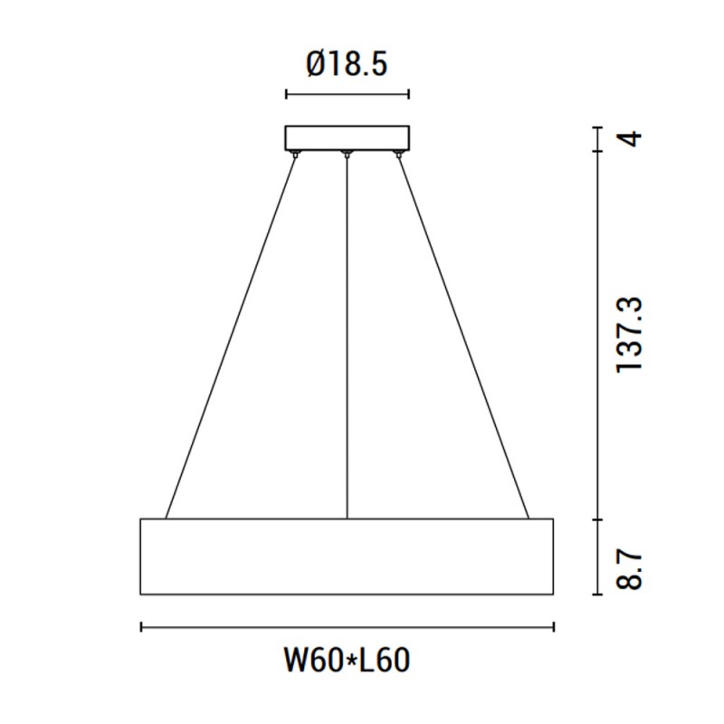 Φωτιστικό κρεμαστό τετράγωνο led λευκό μεταλλικό 60x150 εκ