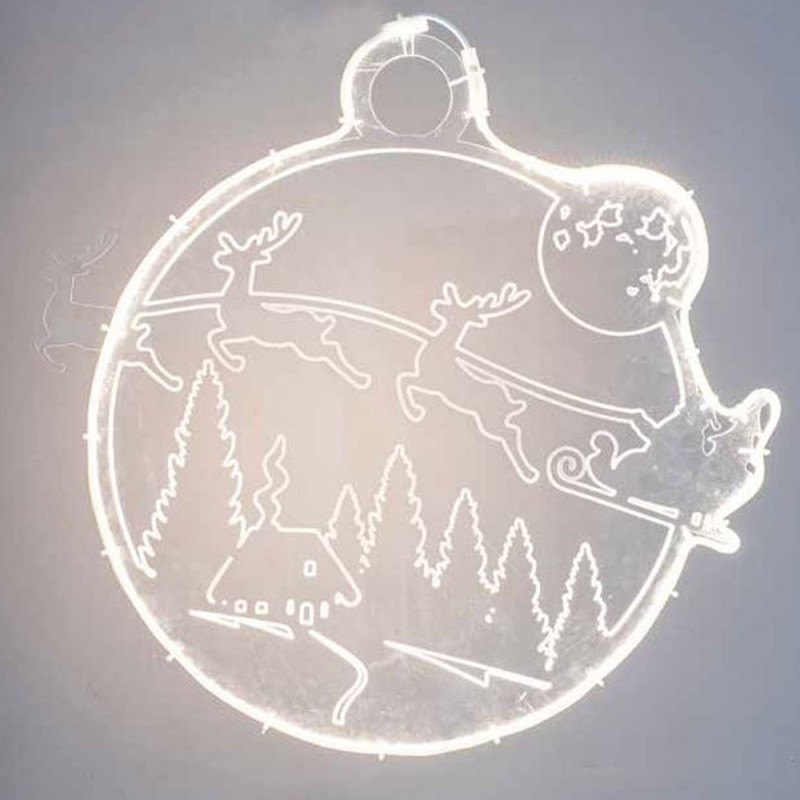 Επαγγελματικό σχέδιο κρεμαστό με plexi glass Χριστουγεννιάτικη σκηνή με θερμή λευκή ταινία Led Ip65 48x2x63 εκ