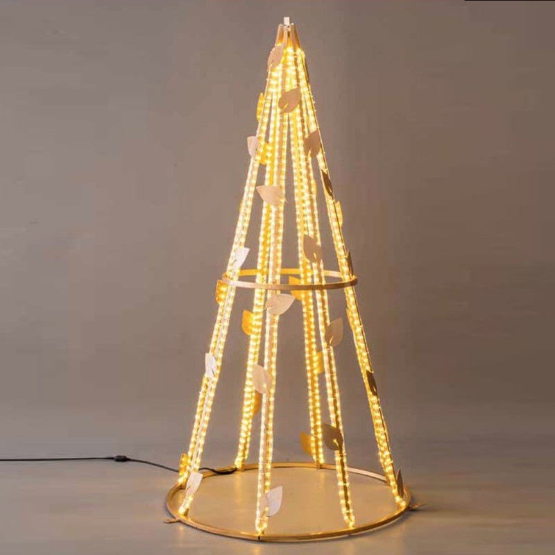Επαγγελματικό σχέδιο δέντρο 3D και διακοσμητικά φύλλα με led φωτοσωλήνα με θερμό λευκό φως Ip65 120x120x240 εκ