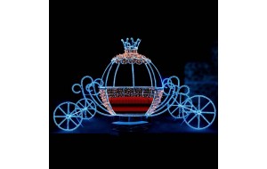 Χριστουγεννιάτικη φωτιζόμενη άμαξα τρισδιάστατη με φωτοσωλήνα led με ψυχρό λευκό φως και led λαμπάκια με θερμό λευκό φως IP65 500x190x300 εκ
