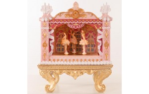 Candyland Opera χριστουγεννιάτικη διακοσμητική παράσταση με μπαλαρίνες σε ροζ απόχρωση από πολυρεζίνη με ενσωματωμένο φωτισμό μουσική και κίνηση 24x23x29 εκ