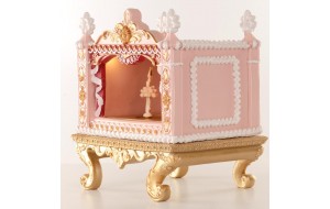 Candyland Opera χριστουγεννιάτικη διακοσμητική παράσταση με μπαλαρίνες σε ροζ απόχρωση από πολυρεζίνη με ενσωματωμένο φωτισμό μουσική και κίνηση 24x23x29 εκ