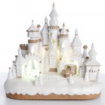 Cream Castle χριστουγεννιάτικο παραμυθένιο κάστρο σε λευκή απόχρωση με ενσωματωμένη μουσική και κίνηση 36x26x34 εκ