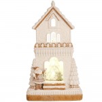 Cream House χριστουγεννιάτικο παραμυθένιο σπίτι σε λευκή απόχρωση με ενσωματωμένο φωτισμό μουσική και κίνηση 26x23x47 εκ
