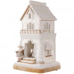 Cream House χριστουγεννιάτικο παραμυθένιο σπίτι σε λευκή απόχρωση με ενσωματωμένο φωτισμό μουσική και κίνηση 26x23x47 εκ