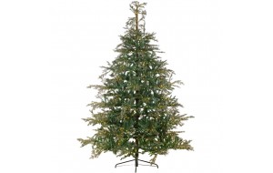 Geneva Pre-Lit χριστουγεννιάτικο δέντρο με φύλλωμα μεικτό PE-PVC σε πράσινη απόχρωση με ενσωματωμένα 2400 led και ύψος 240 εκ 