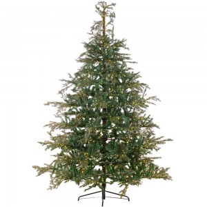 Geneva Pre-Lit χριστουγεννιάτικο δέντρο με φύλλωμα μεικτό PE-PVC σε πράσινη απόχρωση με ενσωματωμένα 2400 led και ύψος 240 εκ 