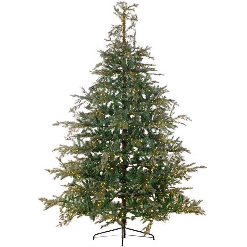 Geneva Pre-Lit χριστουγεννιάτικο δέντρο με φύλλωμα μεικτό PE-PVC σε πράσινη απόχρωση με ενσωματωμένα 2400 led και ύψος 240 εκ