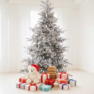 Winter Fairy Pre-Lit Flocked χριστουγεννιάτικο δέντρο με πράσινα χιονισμένα φύλλα mixed PE-PVC και 580 ενσωματωμένα LED με ύψος 240 εκ