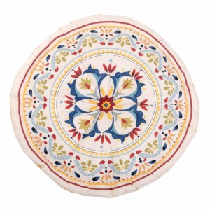 Διακοσμητικό μαξιλάρι στρογγυλό με ethnic pattern σε κίτρινη απόχρωση 45 εκ
