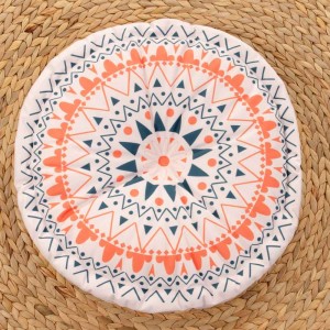 Διακοσμητικό μαξιλάρι στρογγυλό με ethnic pattern σε ροζ απαλή απόχρωση 45 εκ