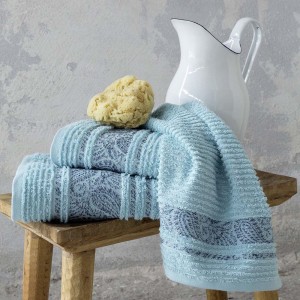 Aishun Blue πετσέτες βαμβακερές σετ των τριών σε τρία μεγέθη