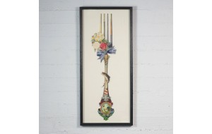 Τρισδιάστατος πίνακας πολύχρωμος με κολλάζ και θέμα το Πιρούνι 40x90 εκ
