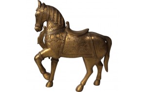 Indian διακοσμητικό vintage άλογο από ξύλο σε μπρονζέ αντικέ απόχρωση 85x25x92 εκ