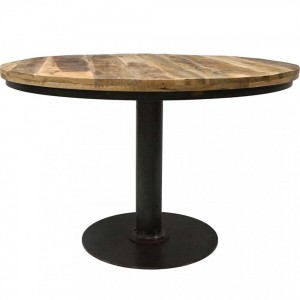 Jack στρογγυλό τραπέζι με επιφάνεια από ξύλο μάνγκο σε φυσική απόχρωση και μαύρη μεταλλική βάση 120x75 εκ