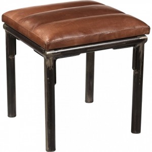Sean μεταλλικό σκαμπό με δερμάτινο κάθισμα σε καφέ χρώμα 46x46x49 εκ