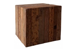 San Francisco τετράγωνο σκαμπό από ανακυκλωμένο ξύλο σε φυσική απόχρωση 45x45 εκ