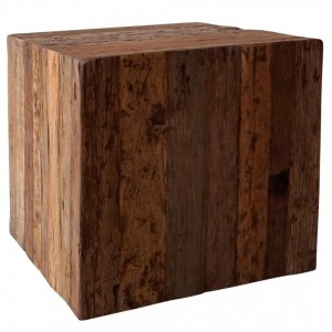 San Francisco τετράγωνο σκαμπό από ανακυκλωμένο ξύλο σε φυσική απόχρωση 45x45 εκ