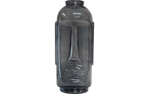 Mr Big Face γυάλινο στρογγυλό βάζο σε γκρι απόχρωση με απεικόνιση προσώπου 30x68 εκ