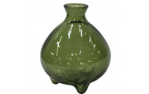 Melvin γυάλινο στρογγυλό διακοσμητικό βάζο σε πράσινη απόχρωση 14x18 εκ