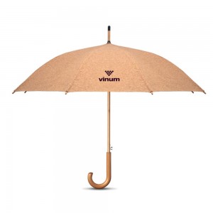 Quora ομπρέλα από φελλό σε φυσική απόχρωση αυτόματα ανοιγόμενη και ξύλινη λαβή 104x89 εκ
