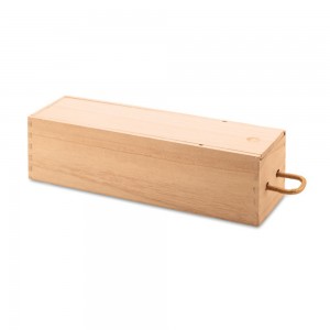 Vinbox κουτί κρασιού από ξύλο παυλώνιας με λαβή κορδόνι 9.5x9.5x34.5 εκ