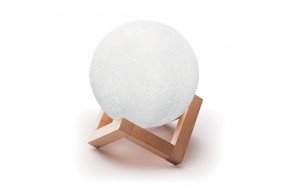 Lune ασύρματο ηχείο Bluetooth στρογγυλό με Led φωτισμό και ξύλινη βάση 14 εκ