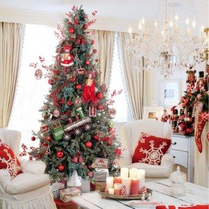 Vintage Christmas Carols Πρόταση στολισμού με δέντρο EchoBurlin με 109 στολίδια και 1200 led λαμπάκια