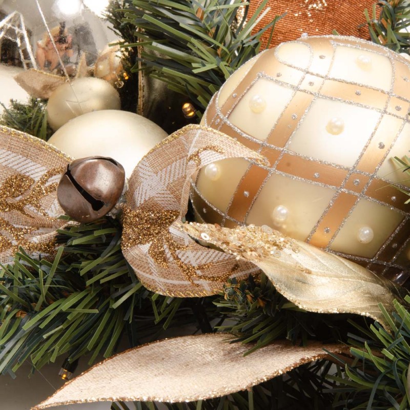 Σοκολατένια Λάμψη Χριστουγεννιάτικη γιρλάντα έτοιμη στολισμένη με λαμπάκια 135 εκ