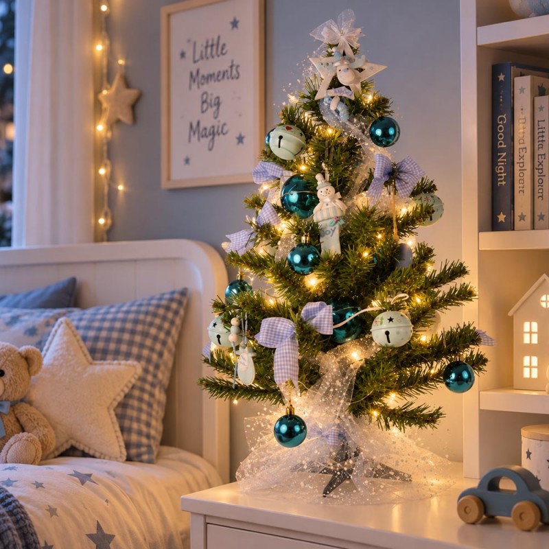 Christmas Lullaby For Him  έτοιμο στολισμένο mini πράσινο Χριστουγεννιάτικο δεντράκι με λαμπάκια 60 εκ