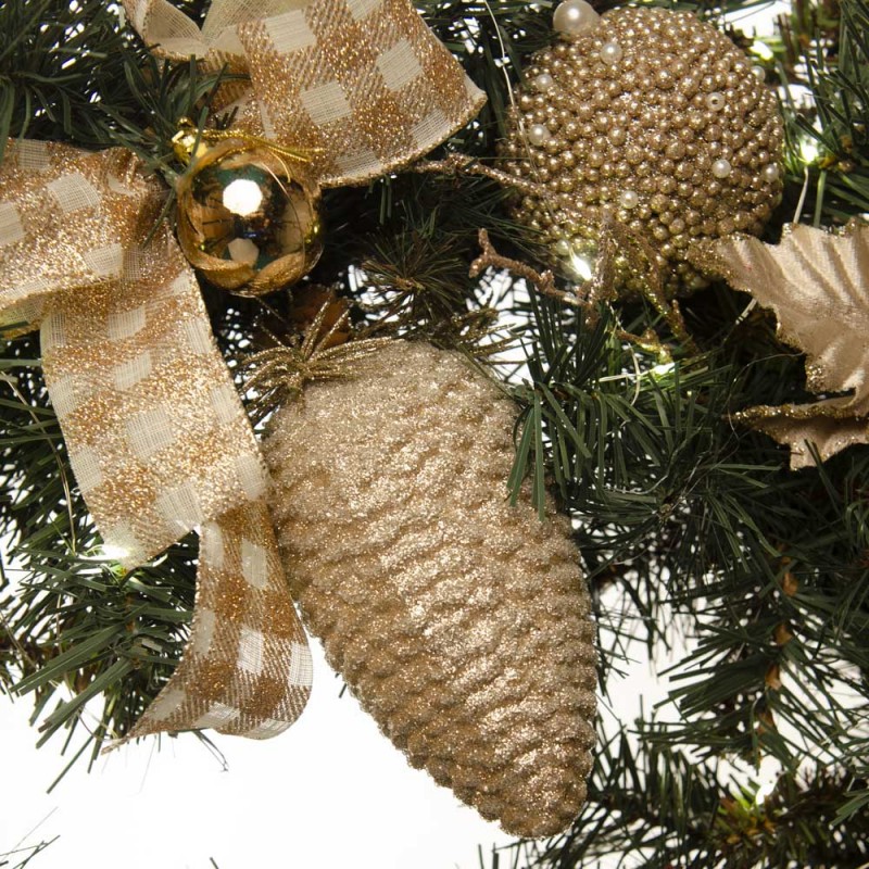 In the Pines Έτοιμο στολισμένο Χριστουγεννιάτικο στεφάνι πράσινο με led φωτάκια 60 εκ