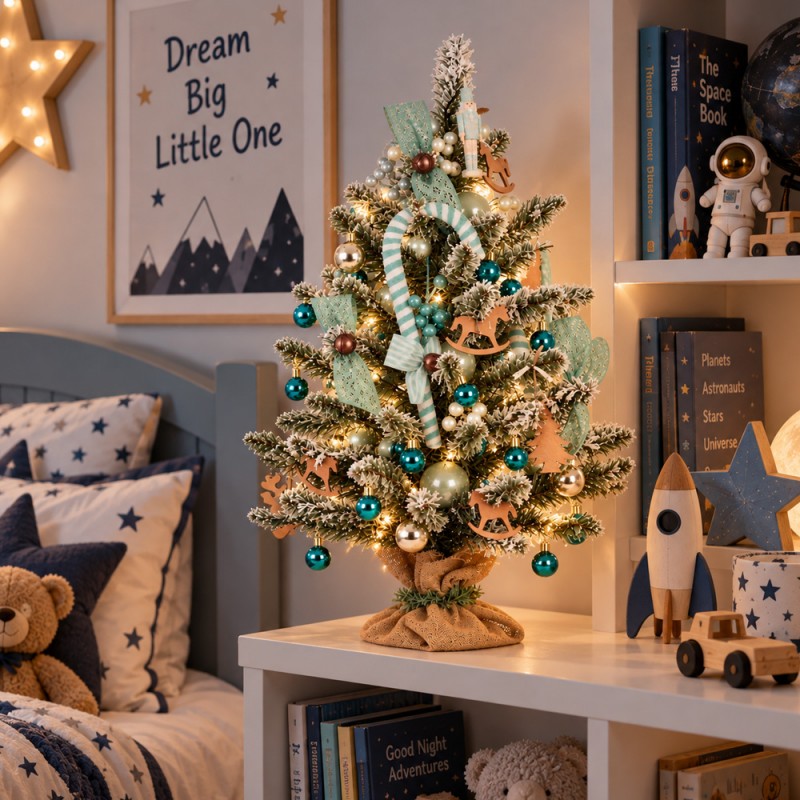 Little North Pole στολισμένο χριστουγεννιάτικο δέντρο με LED σε αποχρώσεις μέντας και πετρόλ, ξύλινες λεπτομέρειες και φωτάκια LED 75 εκ Little North Pole στολισμένο χριστουγεννιάτικο δέντρο με LED σε αποχρώσεις μέντας και πετρόλ, ξύλινες λεπτομέρειες και φωτάκια LED 75 εκ