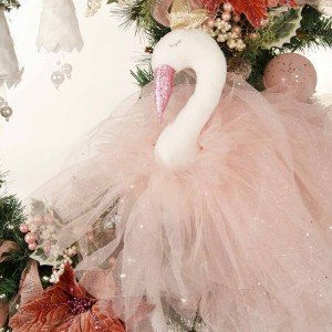 Swan s nest Έτοιμο στολισμένο Χριστουγεννιάτικο στεφάνι πράσινο με led φωτάκια 90 εκ