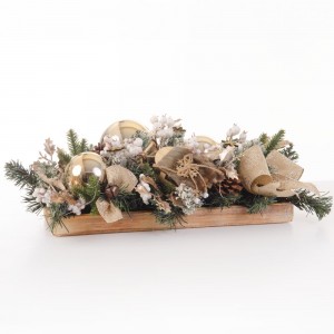 Golden Sleigh Χριστουγεννιάτικη επιτραπέζια σύνθεση με έλκηθρο και χρυσούς φιόγκους 50x28x16 εκ