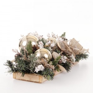 Golden Sleigh Χριστουγεννιάτικη επιτραπέζια σύνθεση με έλκηθρο και χρυσούς φιόγκους 50x28x16 εκ