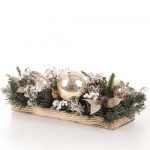 Golden Sleigh Χριστουγεννιάτικη επιτραπέζια σύνθεση με έλκηθρο και χρυσούς φιόγκους 50x28x16 εκ