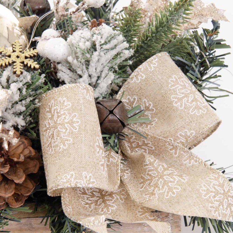 Golden Sleigh Χριστουγεννιάτικη επιτραπέζια σύνθεση με έλκηθρο και χρυσούς φιόγκους 50x28x16 εκ