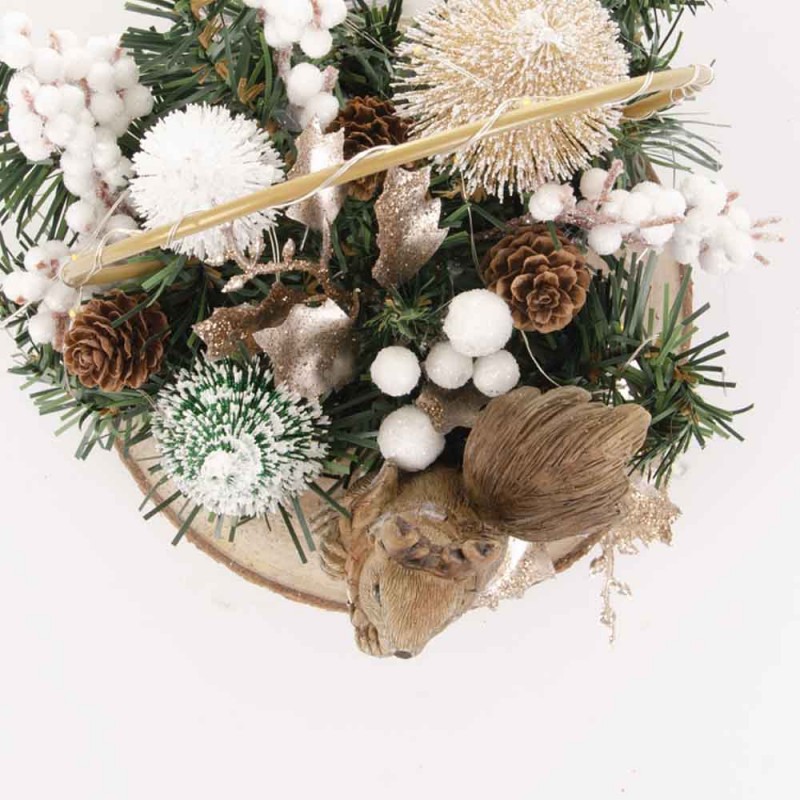 Christmas Whispers Χριστουγεννιάτικο επιτραπέζιο διακοσμητικό σε φυσικό ξύλινο κορμό με σκιουράκι 20x22x21 εκ