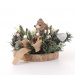 Festive Woods Χριστουγεννιάτικη επιτραπέζια σύνθεση με σκαντζοχοιράκι σε φυσικό ξύλινο κορμό 23x21x19 εκ
