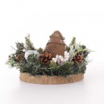 Festive Woods Χριστουγεννιάτικη επιτραπέζια σύνθεση με σκαντζοχοιράκι σε φυσικό ξύλινο κορμό 23x21x19 εκ