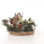 Festive Woods Χριστουγεννιάτικη επιτραπέζια σύνθεση με σκαντζοχοιράκι σε φυσικό ξύλινο κορμό 23x21x19 εκ