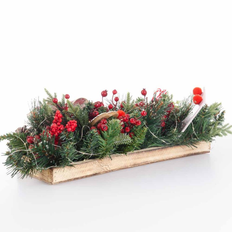 Holiday Treats επιτραπέζια χριστουγεννιάτικη σύνθεση με gingerbread και candy canes 46x26x14 εκ